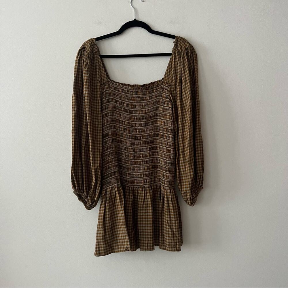 UO Francis Smocked Long Sleeve Mini Dress - Picture 2 of 6